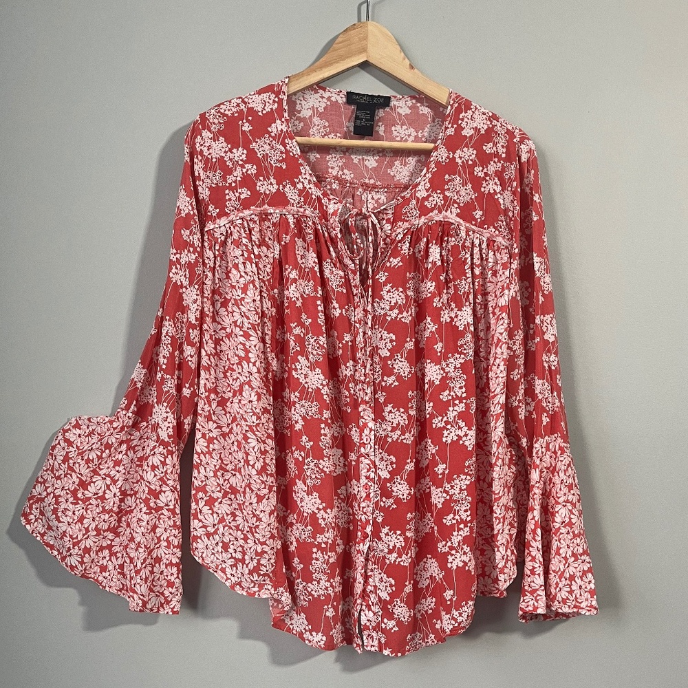 Rachel Zoe bohemian shirt in orange/red size Large